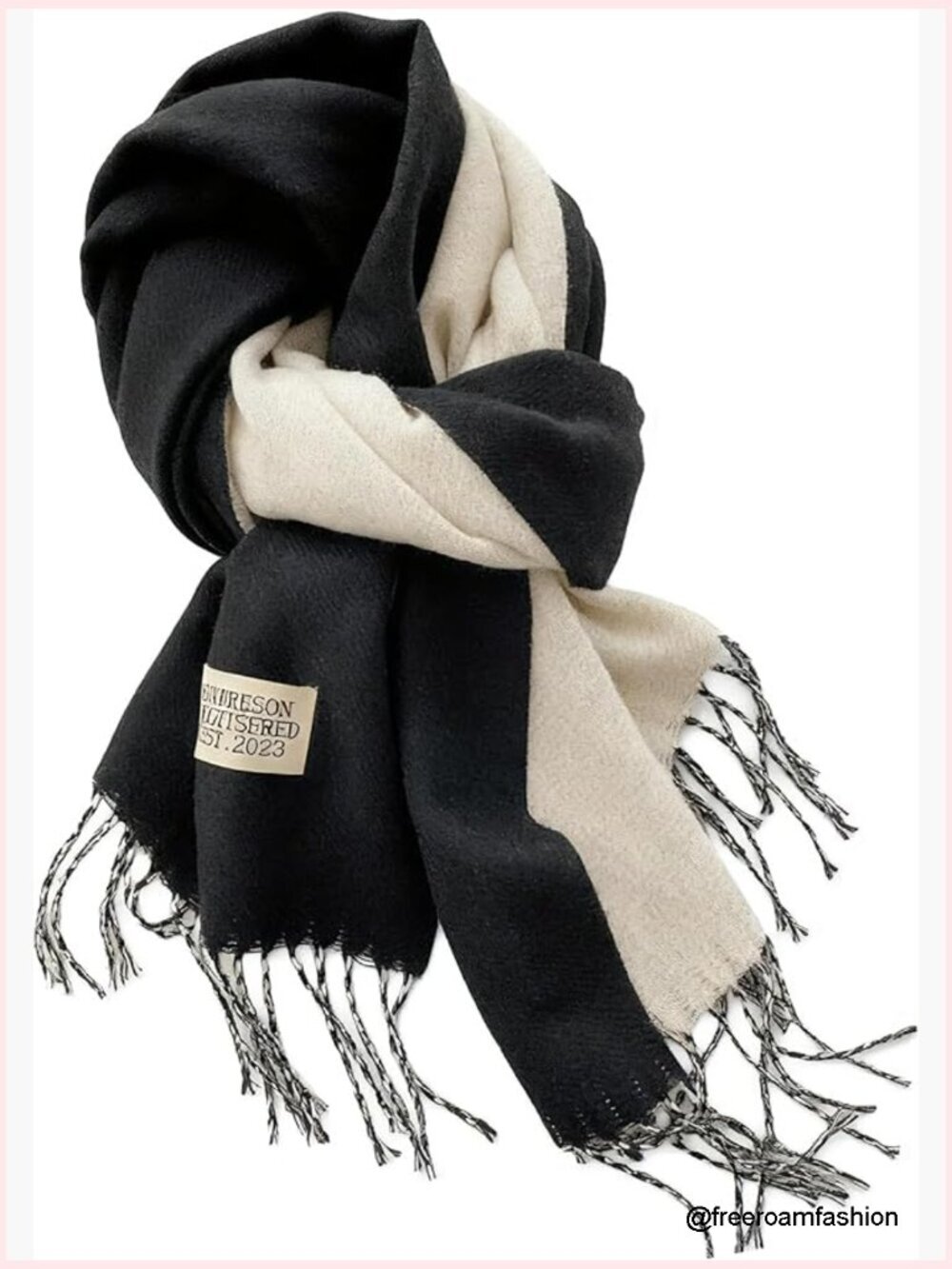 Large Cashmere-Feel Reversible Fringe Scarf Shawl Wrap
